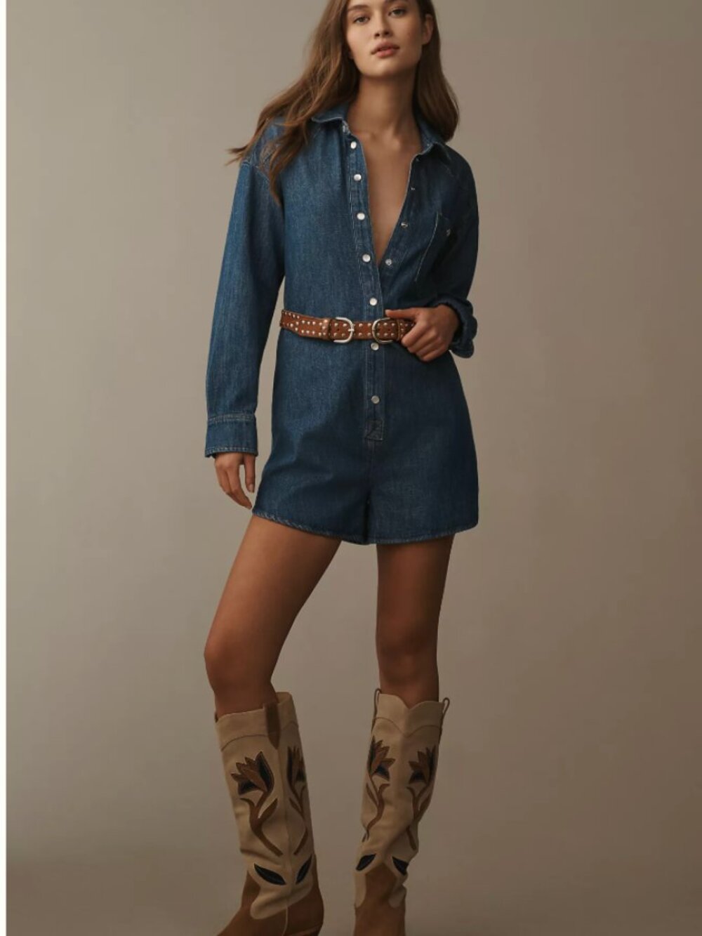 Anthropologie Pilcro Denim Buttondown Romper | Size Small